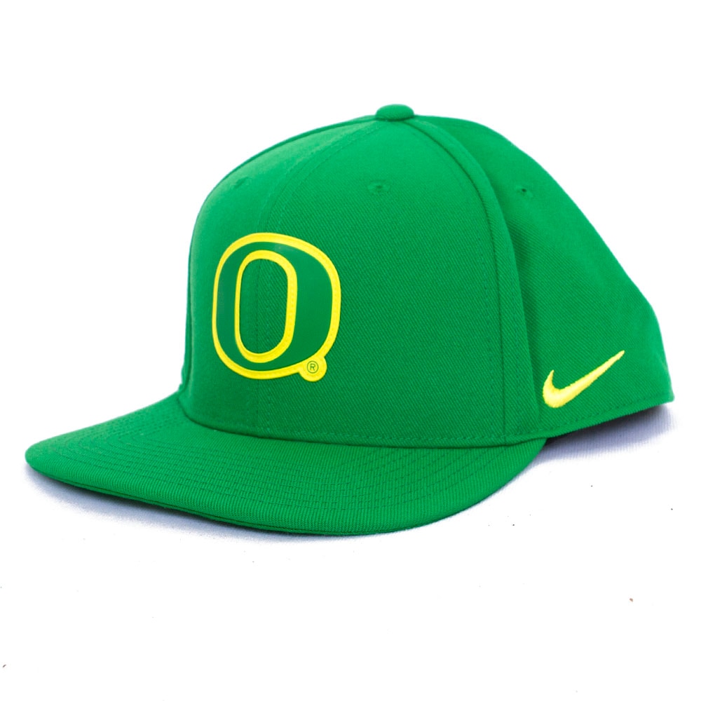 Classic Oregon O, Nike, Green, Flatbill, Performance/Dri-FIT, Accessories, Unisex, Football, Pro, Structured, Square Bill, Sideline, Adjustable, Hat, 799118